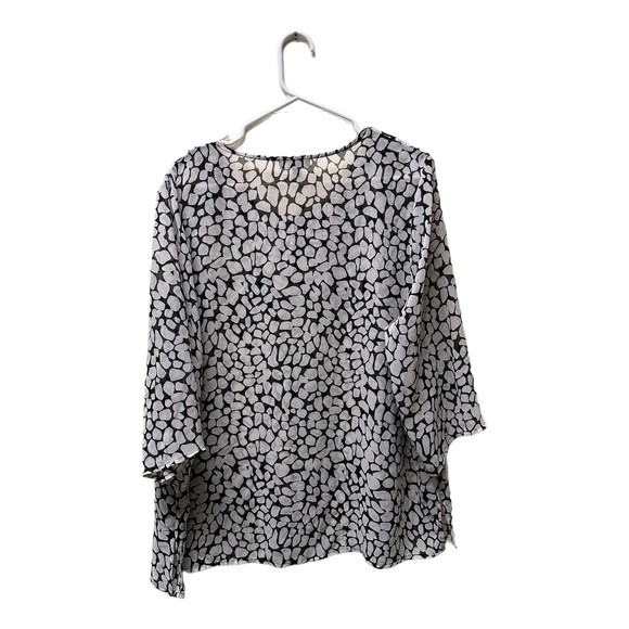 Elementz Woman Black and White Chiffon Blouse, 2X, Pre-owned - Picture 4 of 8
